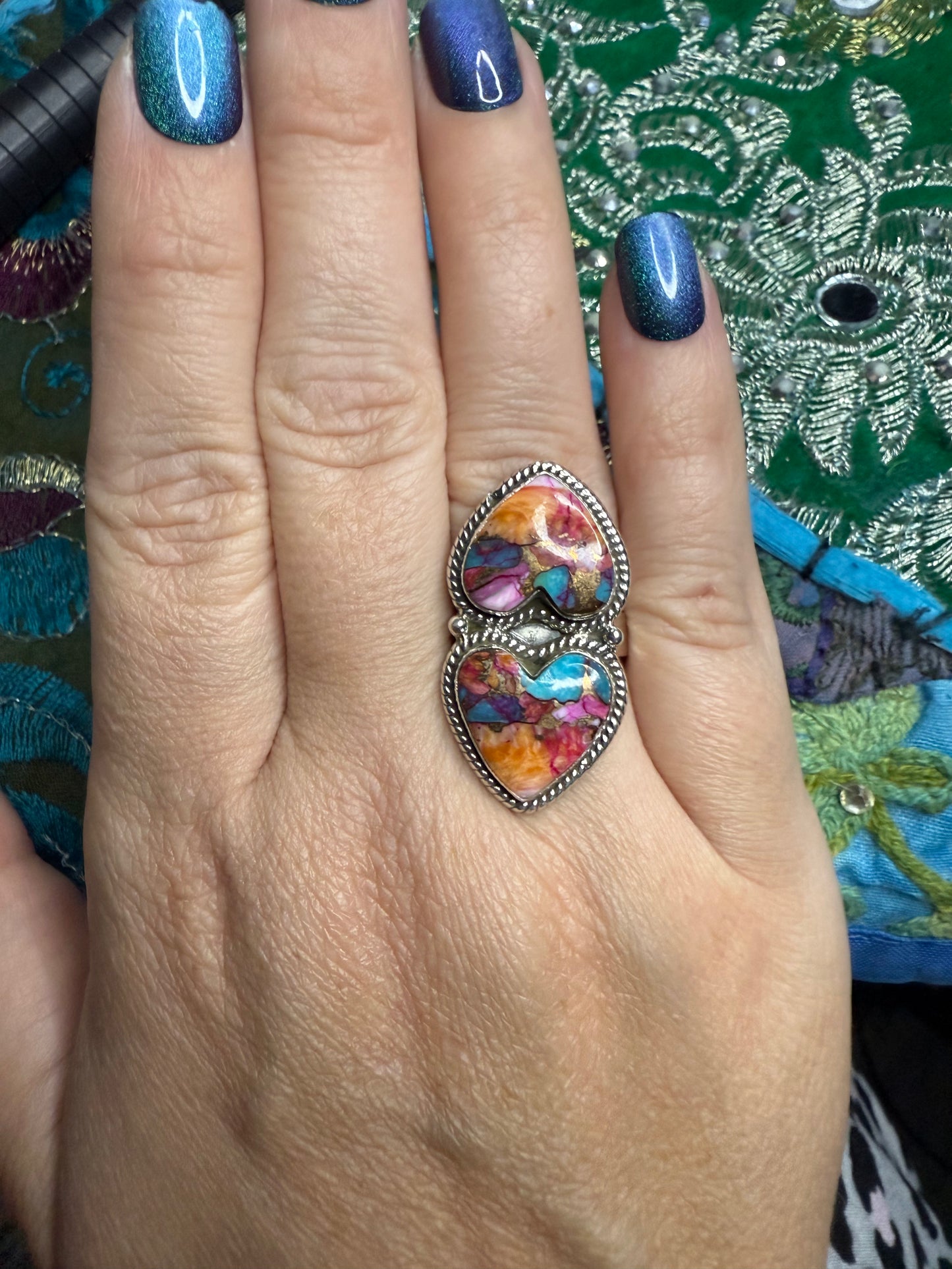 Sterling Pink Dahlia Ring adjustable size 9 or smaller