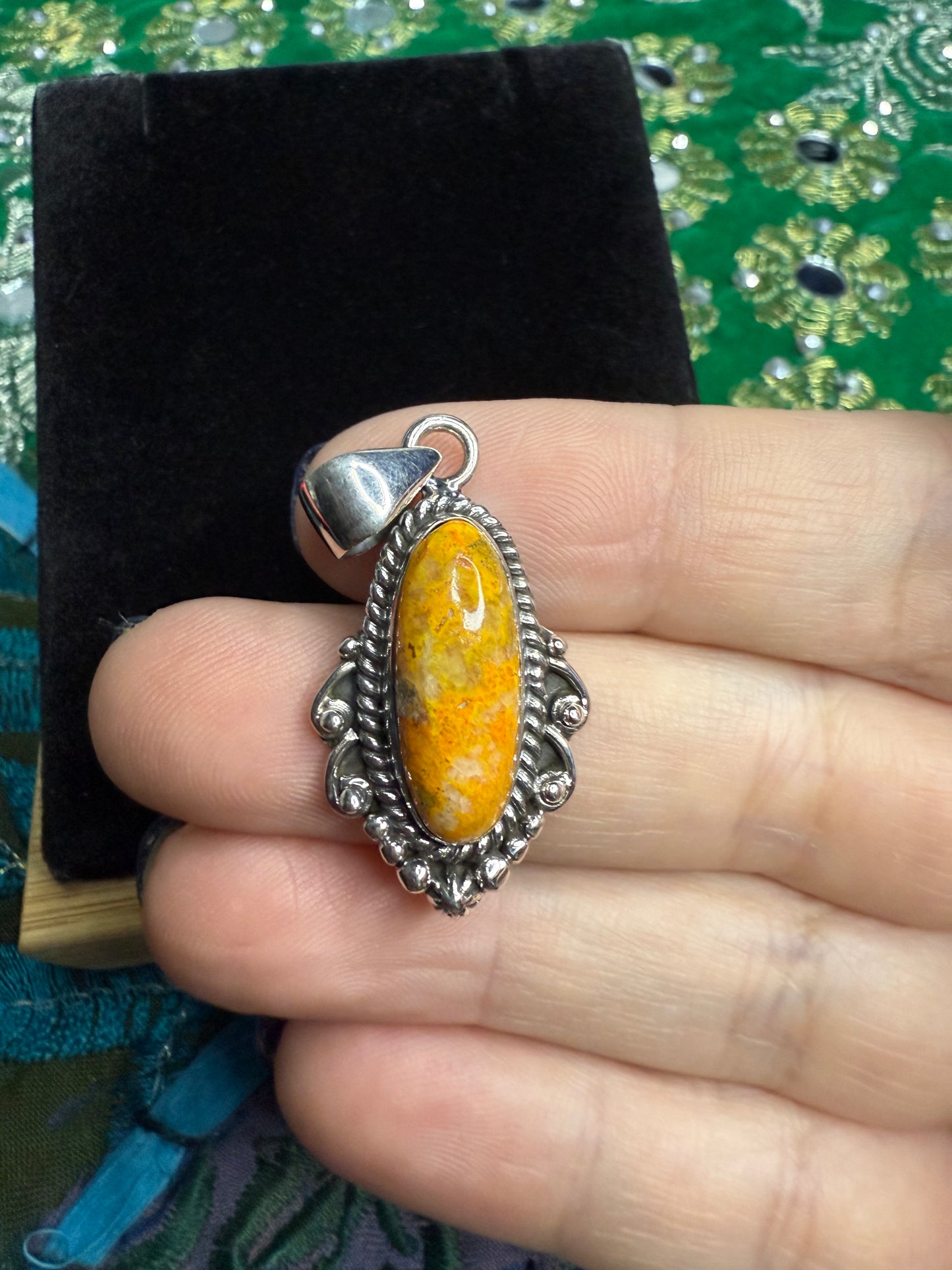 Sterling Bumblebee Jasper Pendant