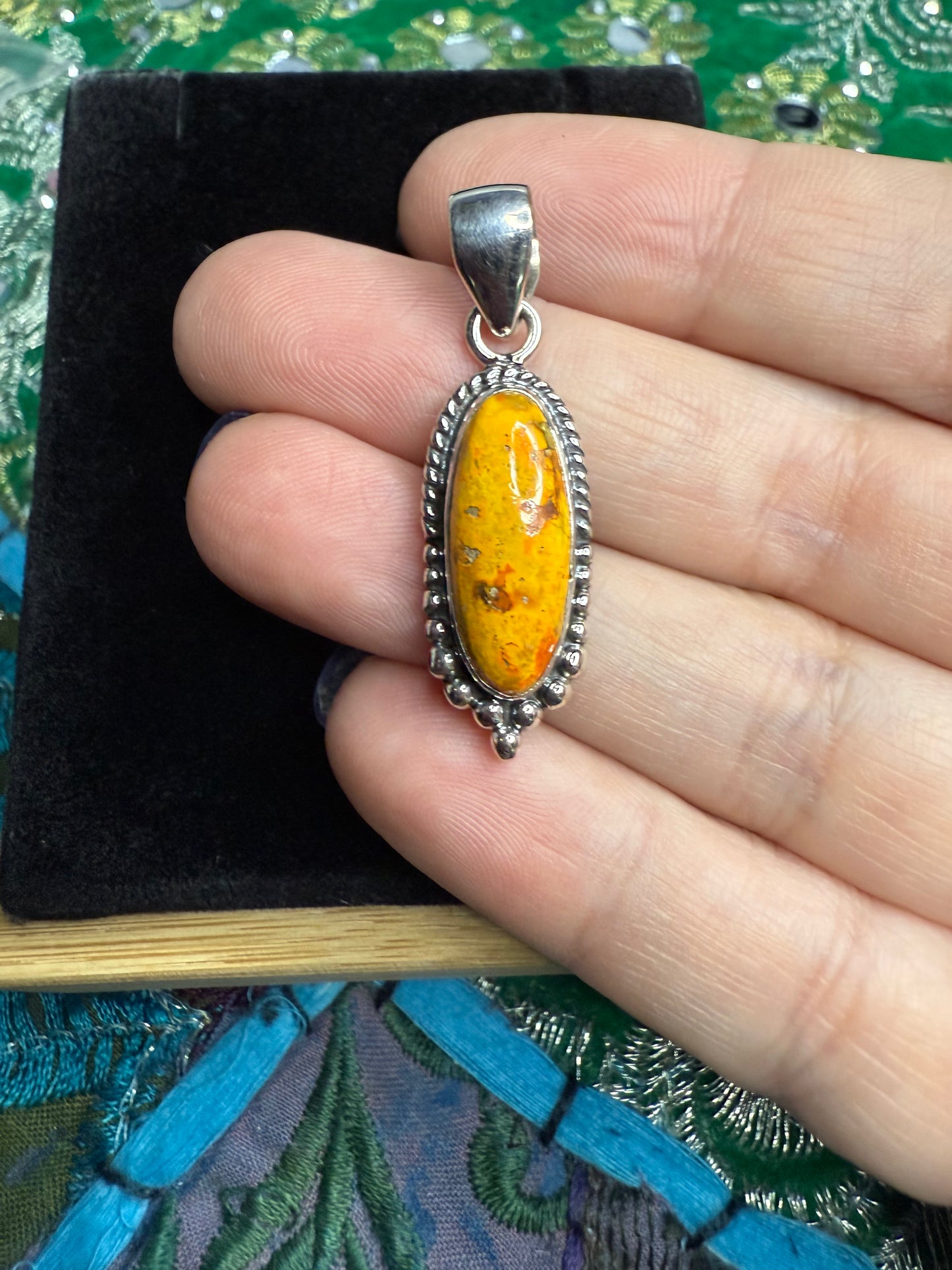Sterling Bumblebee Jasper Pendant