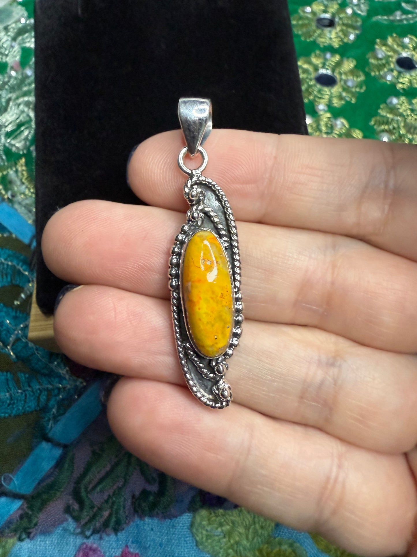 Sterling Bumblebee Jasper Pendant