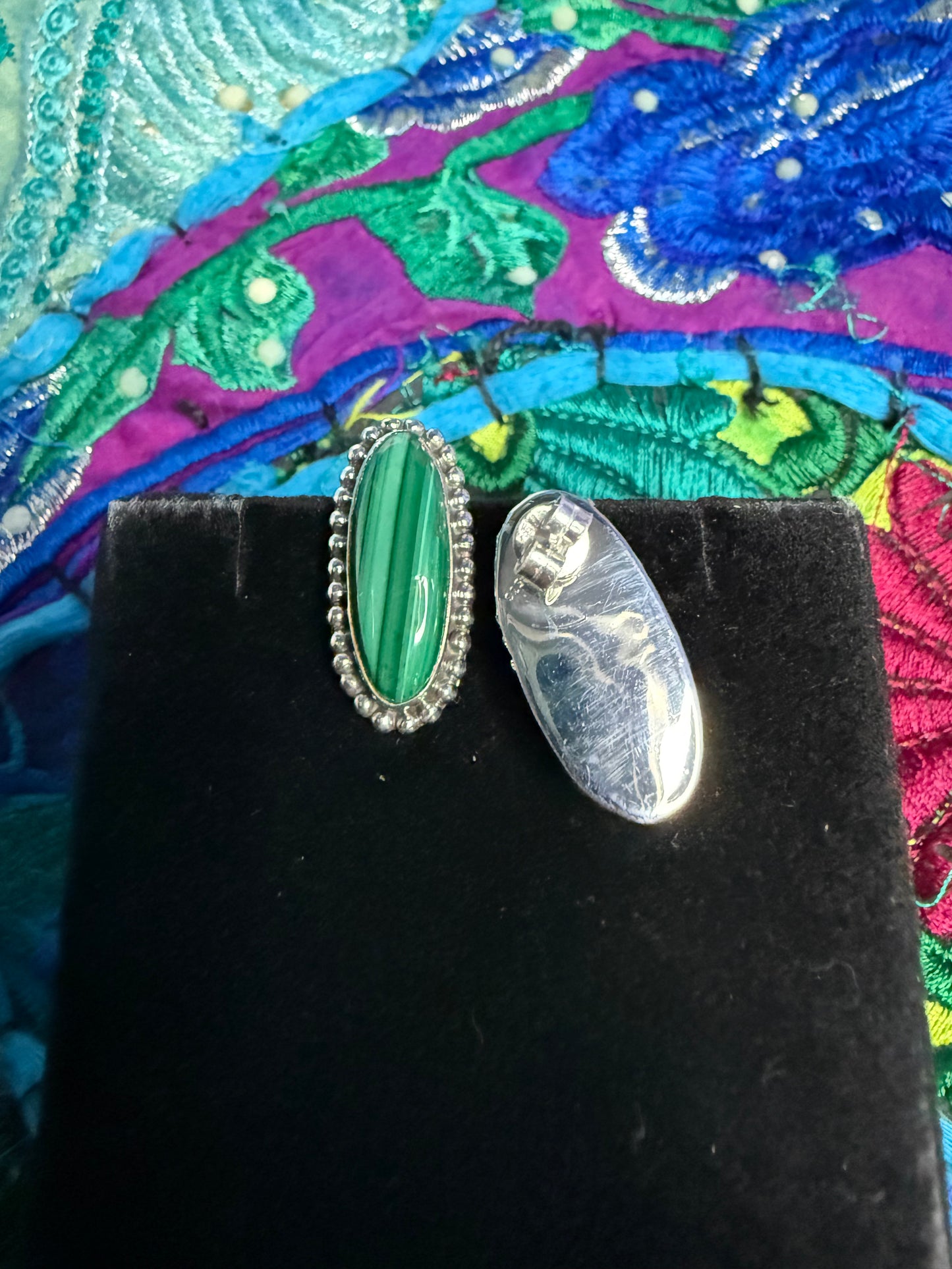 Sterling Malachite Studs