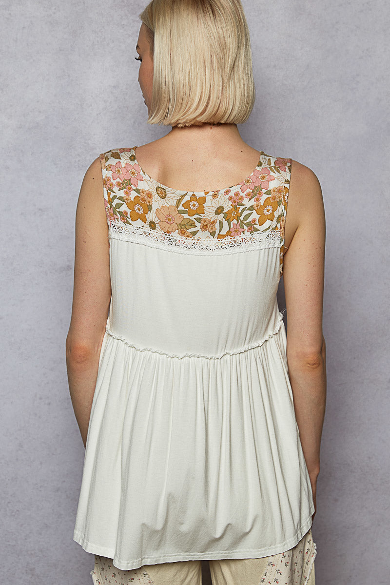 POL Floral Lace Tank