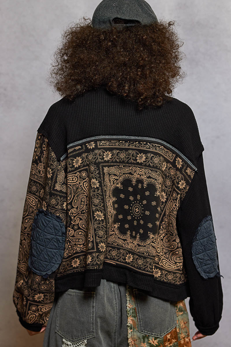 POL Black Bandana Patchwork Jacket