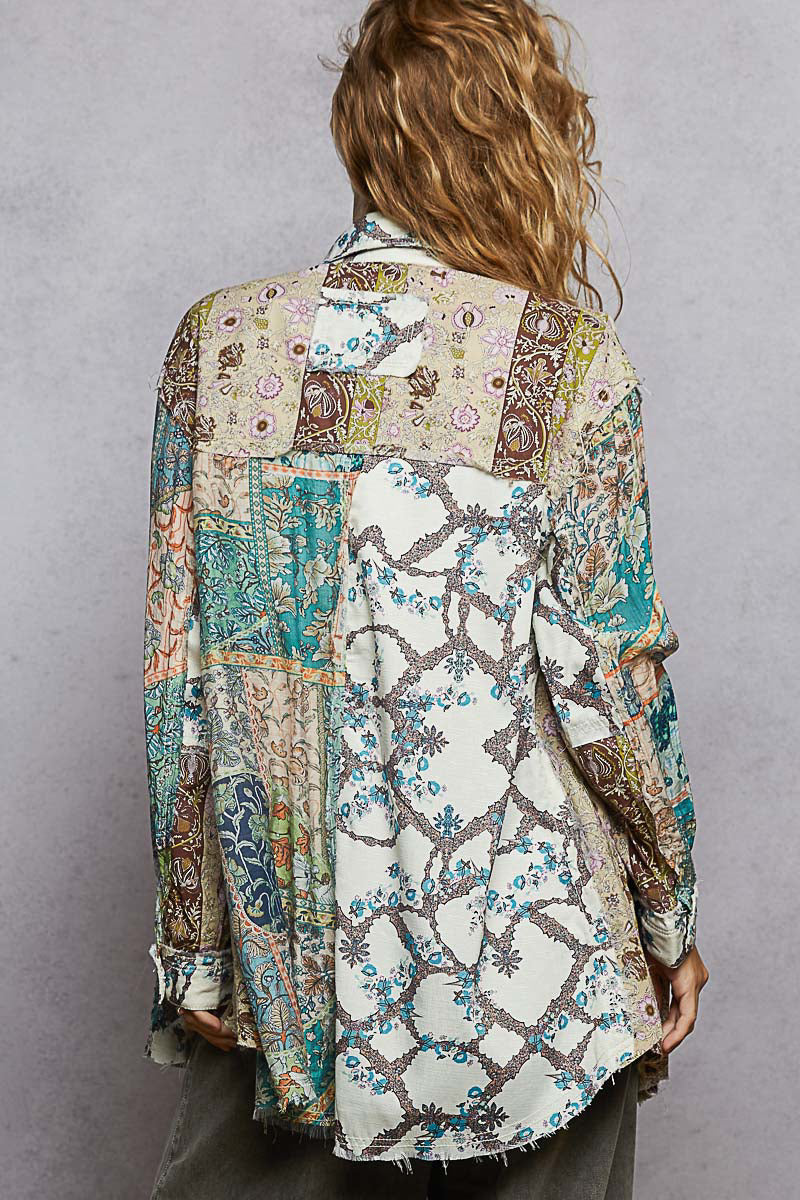 POL Baroque Collared Shirt Green