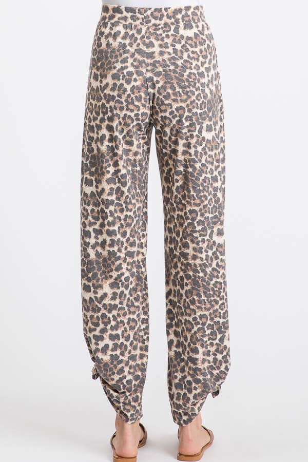 Leopard Print Split Side Tie Pants