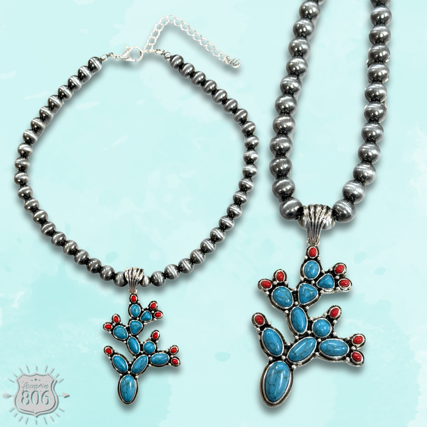 Prickly pear cactus necklace