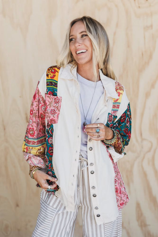 POL Ecru Patchwork Top