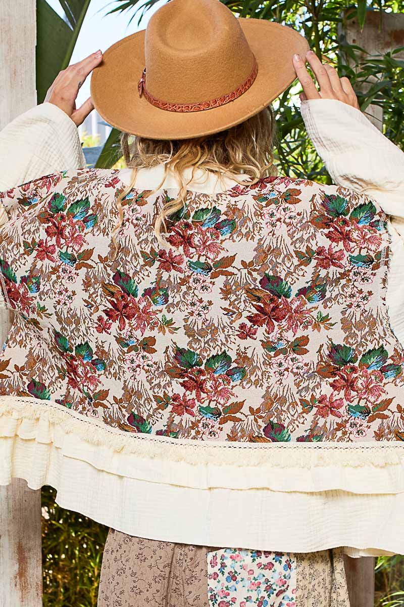 POL Embroidered Kimono Beige