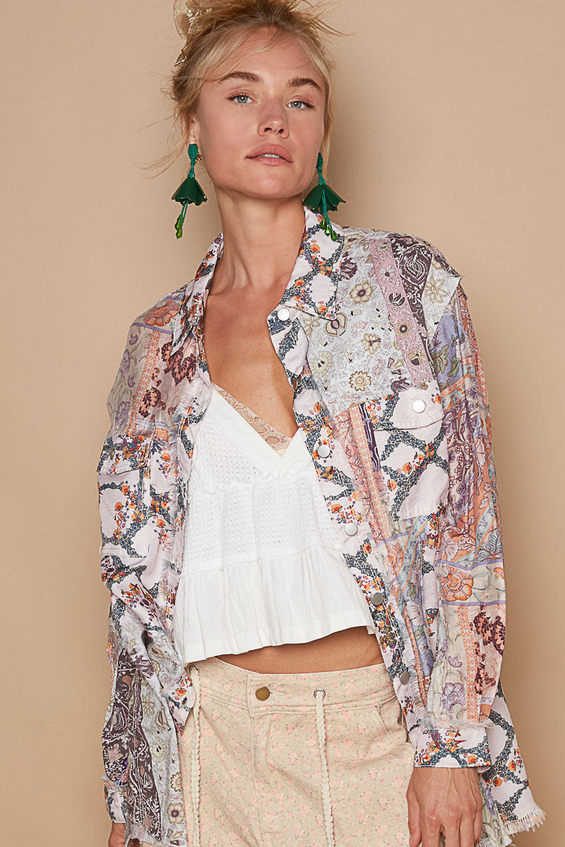 POL Baroque Collared Shirt Peach