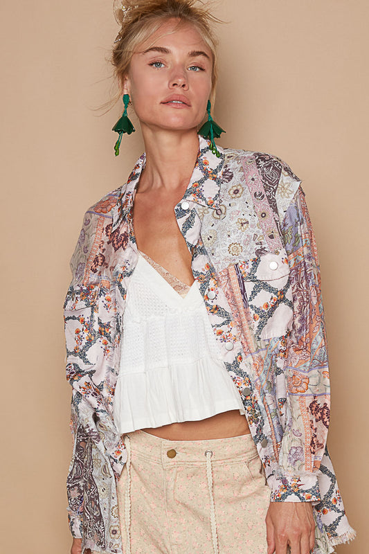 POL Baroque Collared Shirt Peach