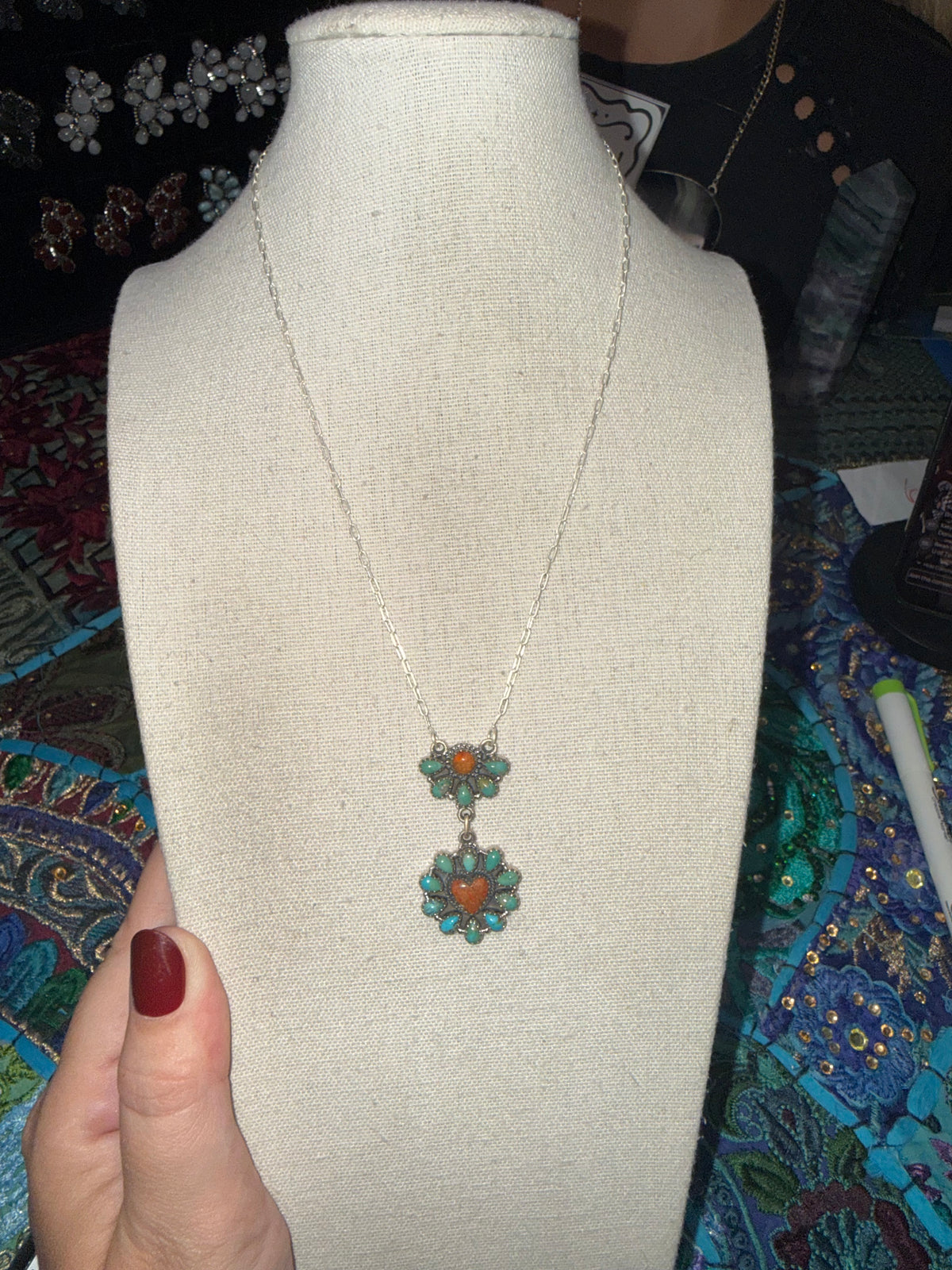 Spiny Oytser Mojave Turquoise Necklace 18” Sterling Silver