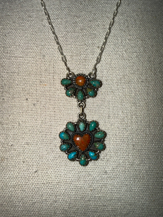 Spiny Oytser Mojave Turquoise Necklace 18” Sterling Silver
