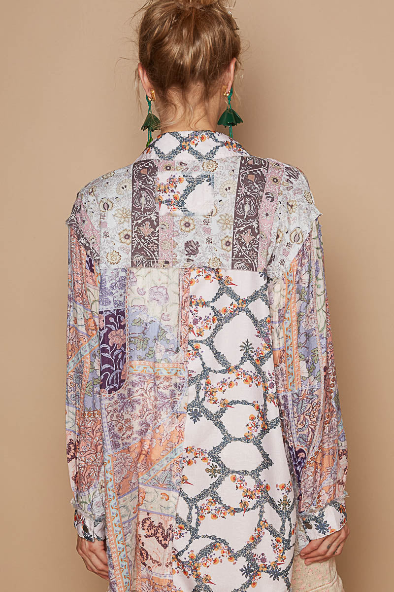 POL Baroque Collared Shirt Peach
