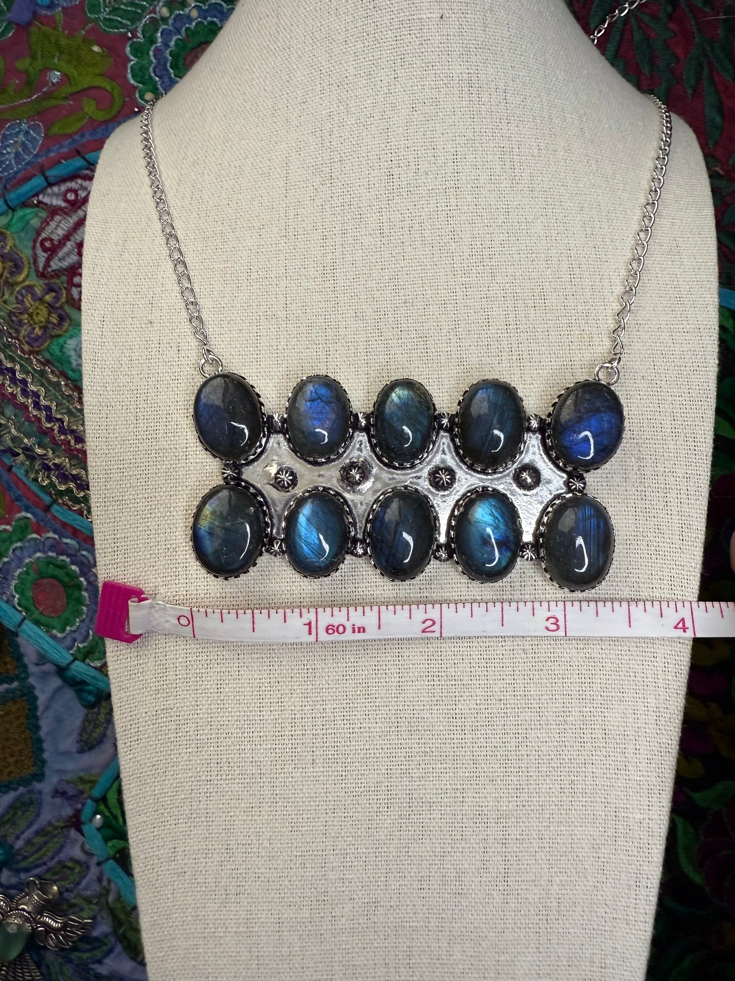 Labradorite bar necklace