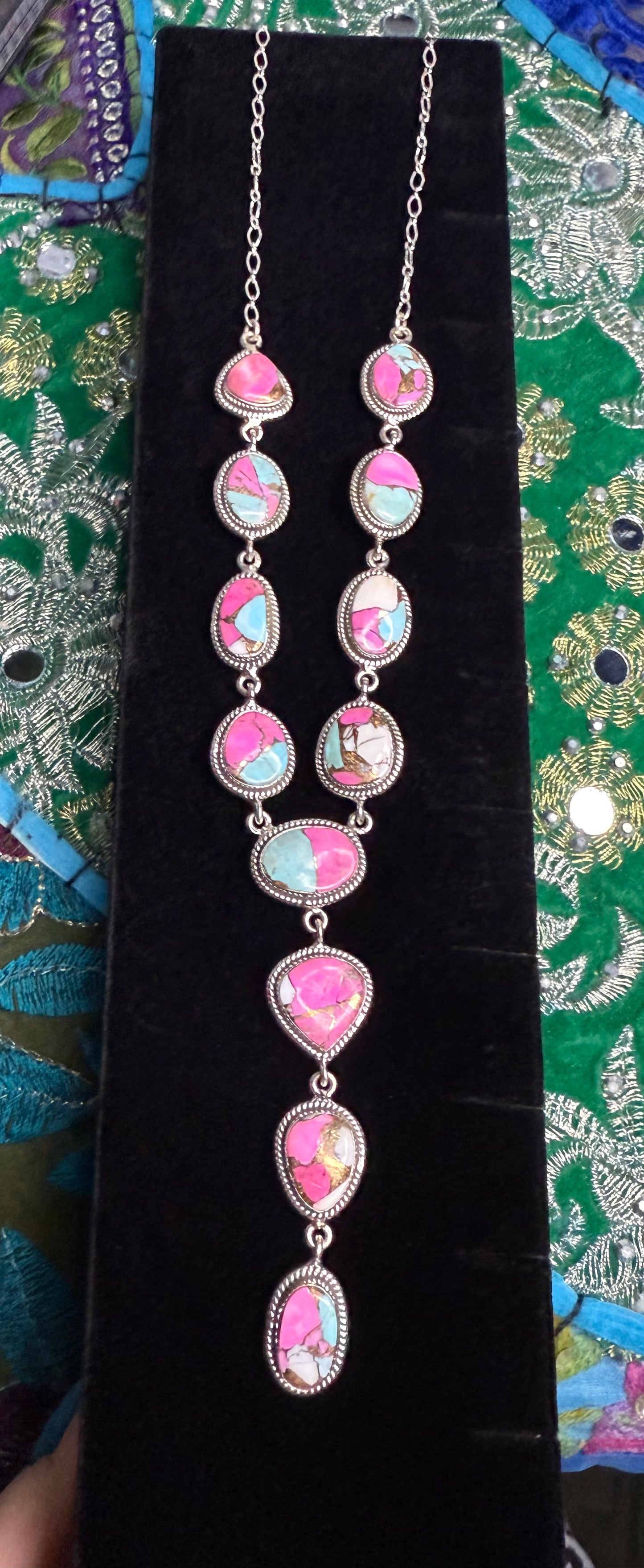 Sterling Cotton Candy Lariat Necklace