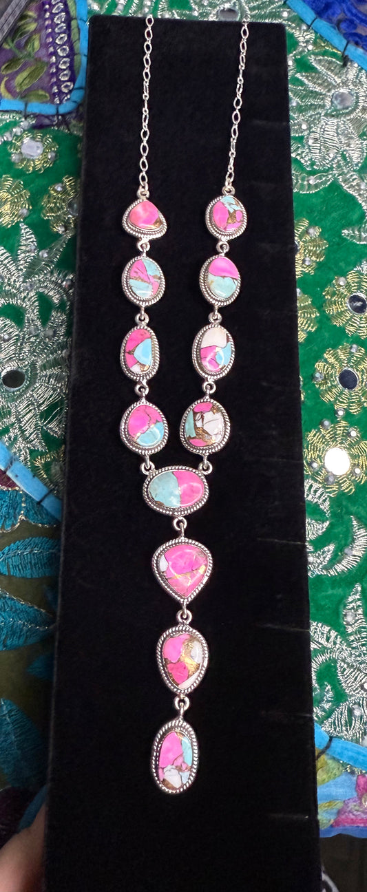 Sterling Cotton Candy Lariat Necklace