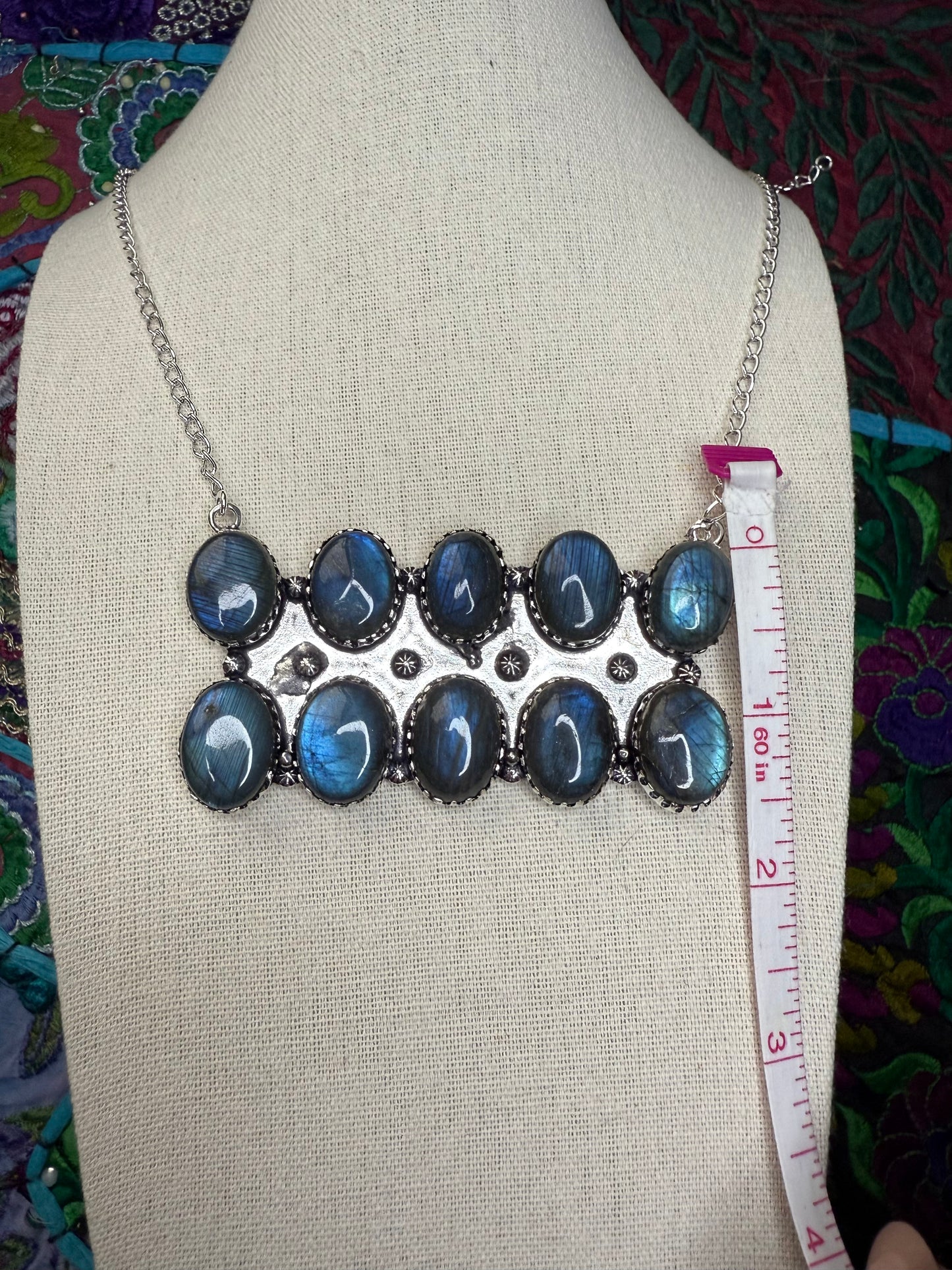 Labradorite Bar Necklace 18”
