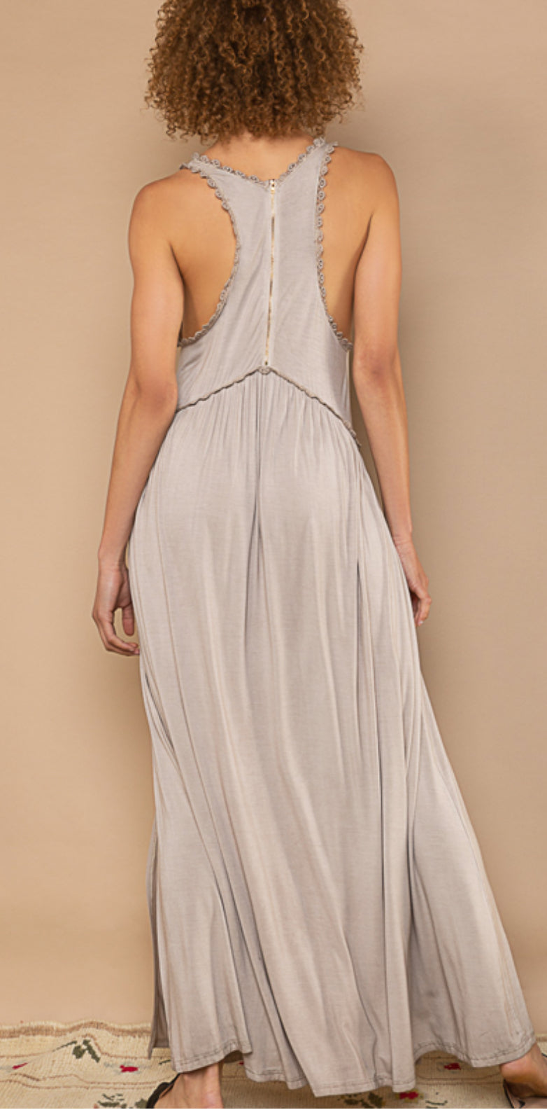 POL side slit dress Taupe