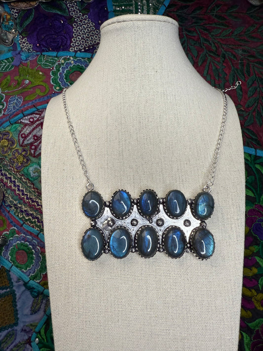 Labradorite Bar Necklace 18”