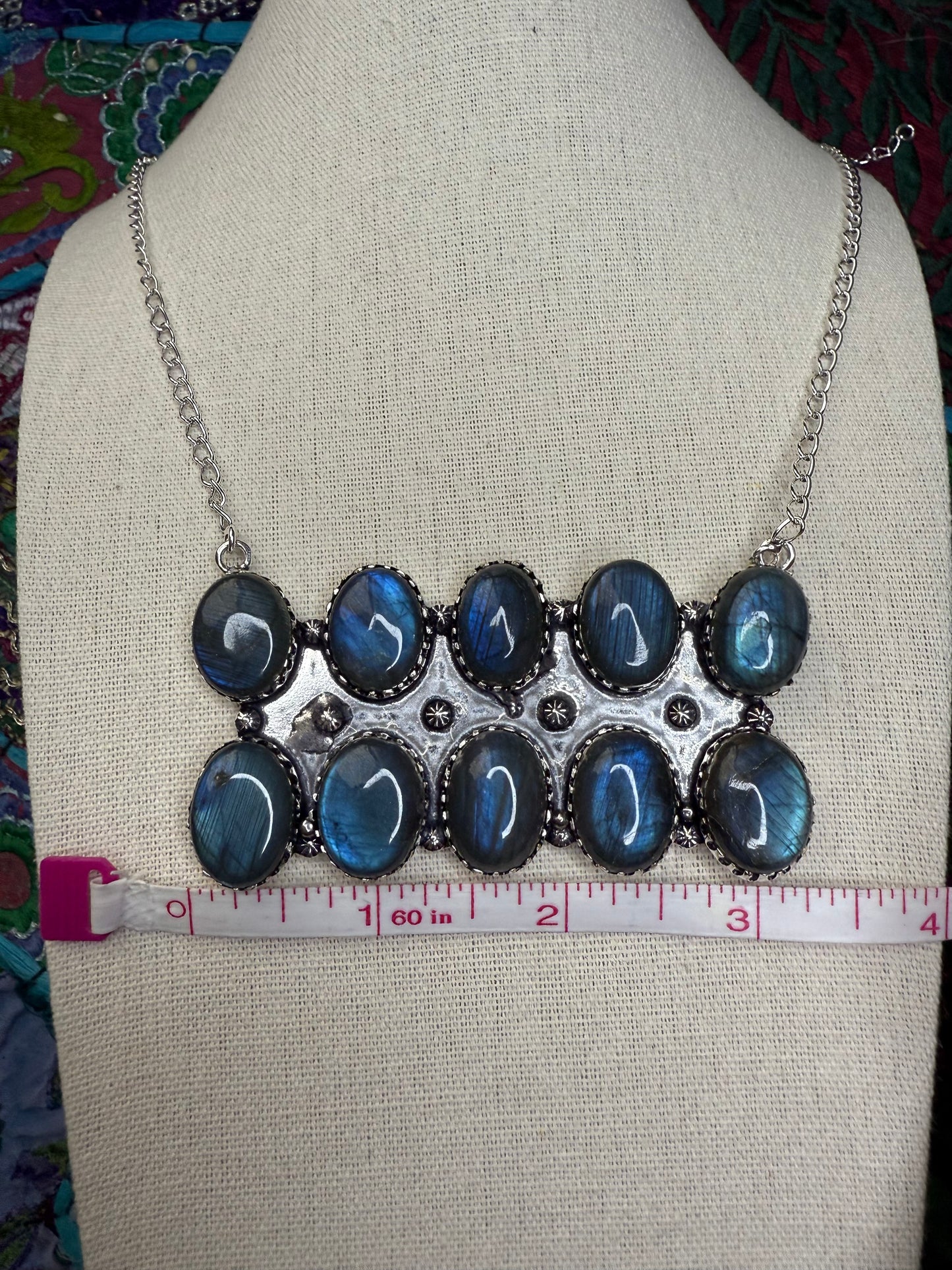 Labradorite Bar Necklace 18”