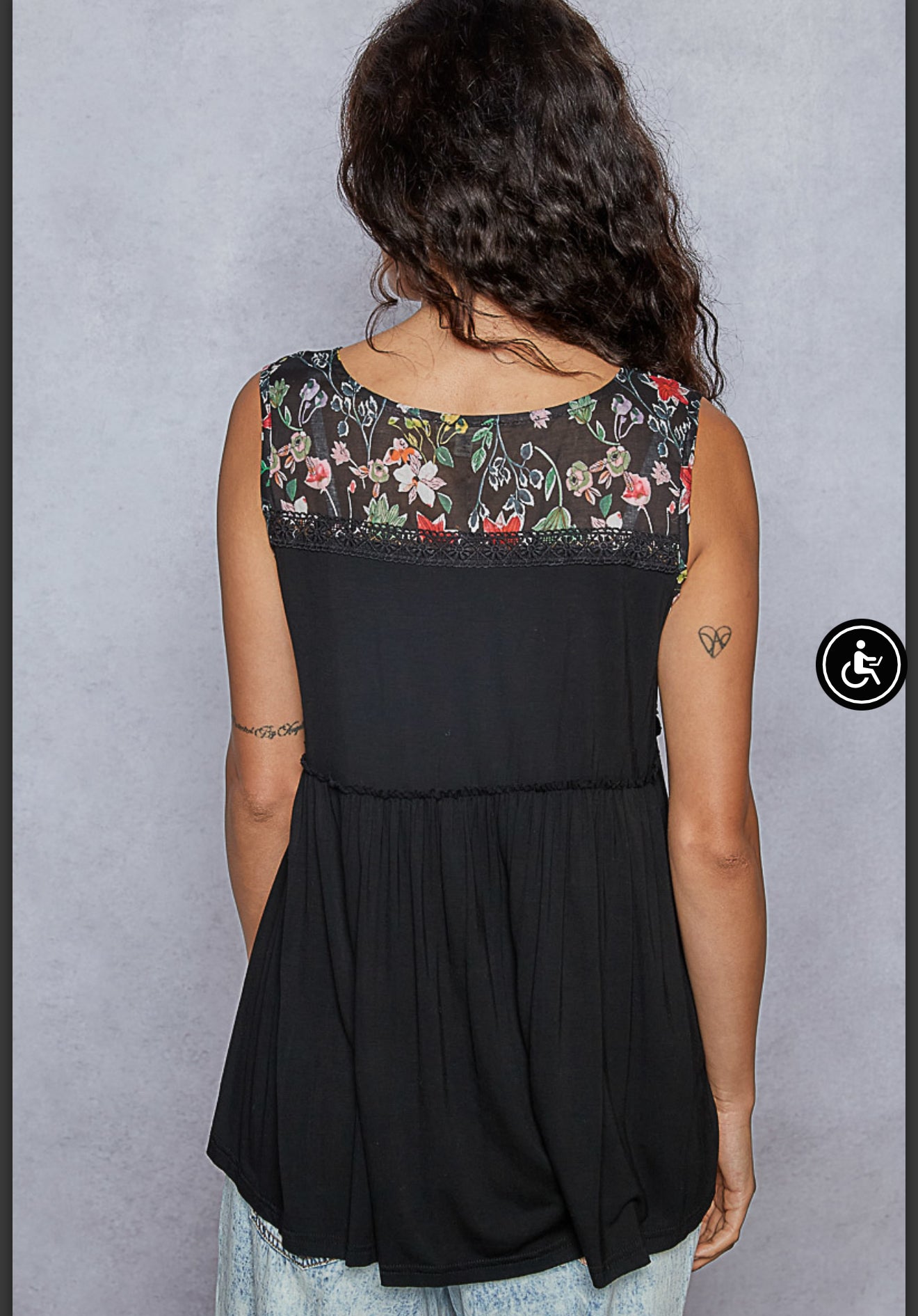 POL Black Floral Tank