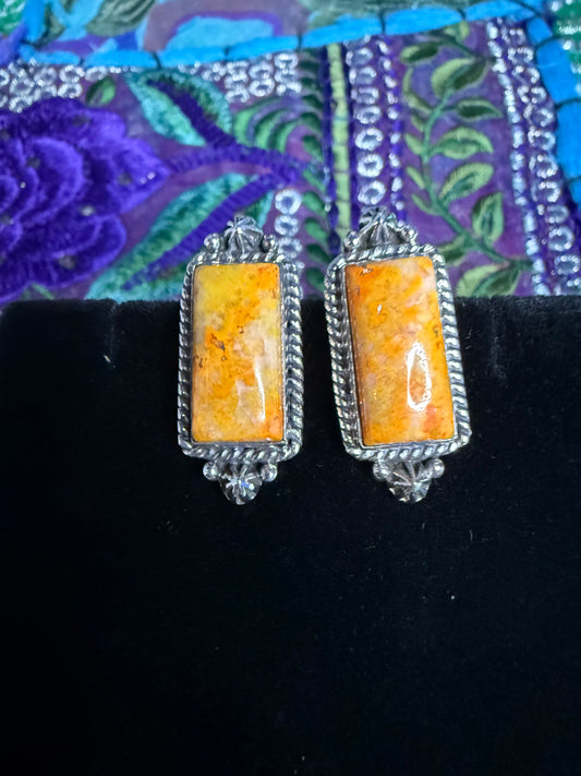 Solid Sterling Bumblebee Jasper Earrings