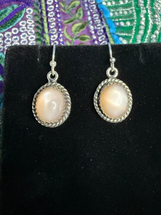 Solid Sterling Chocolate Moonstone Earrings