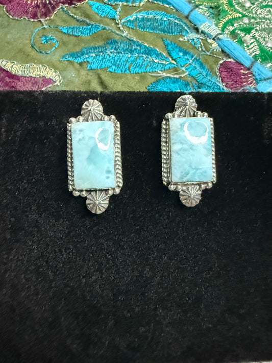 Larimar Earrings Sterling Silver