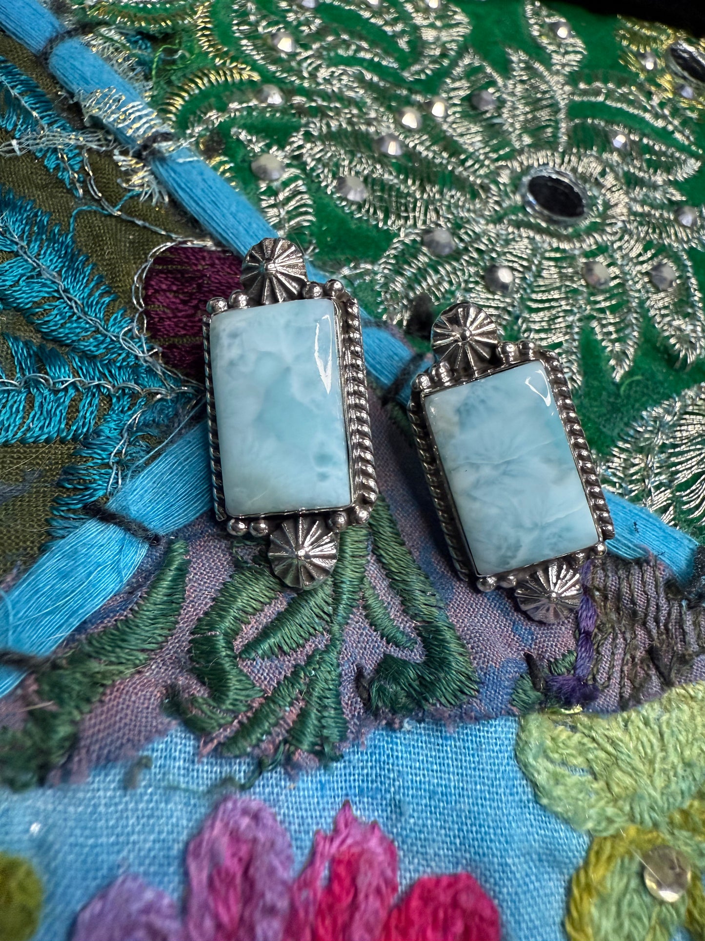 Larimar Earrings Sterling Silver