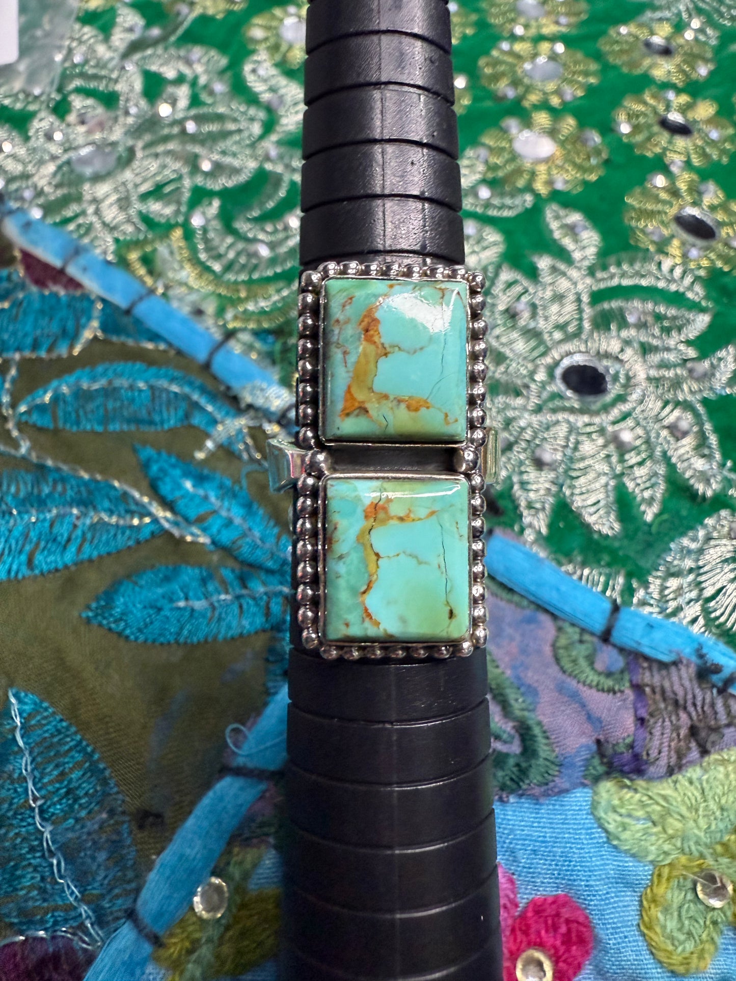 Sterling Mojave Turquoise Ring adjustable 8 or smaller