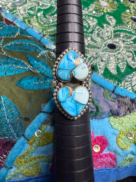 Sterling Ice Blue Dahlia Ring adjustable size 8 or smaller