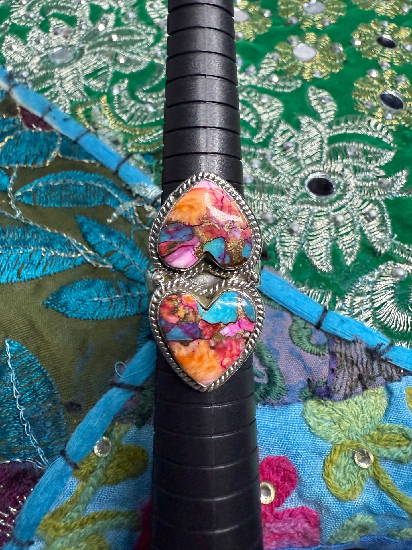 Sterling Pink Dahlia Ring adjustable size 9 or smaller