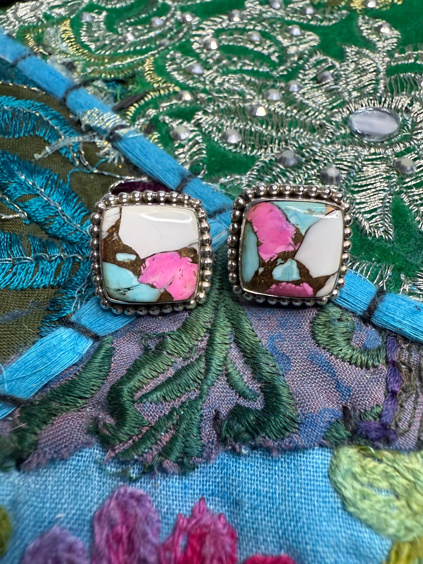 Sterling Cotton Candy Stud Earrings