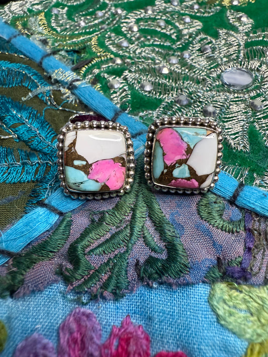 Sterling Cotton Candy Stud Earrings