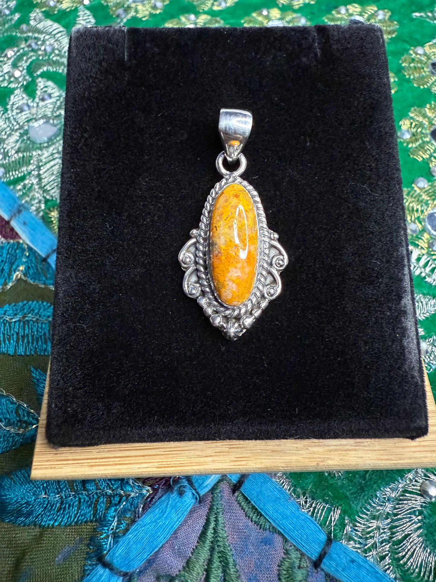 Sterling Bumblebee Jasper Pendant