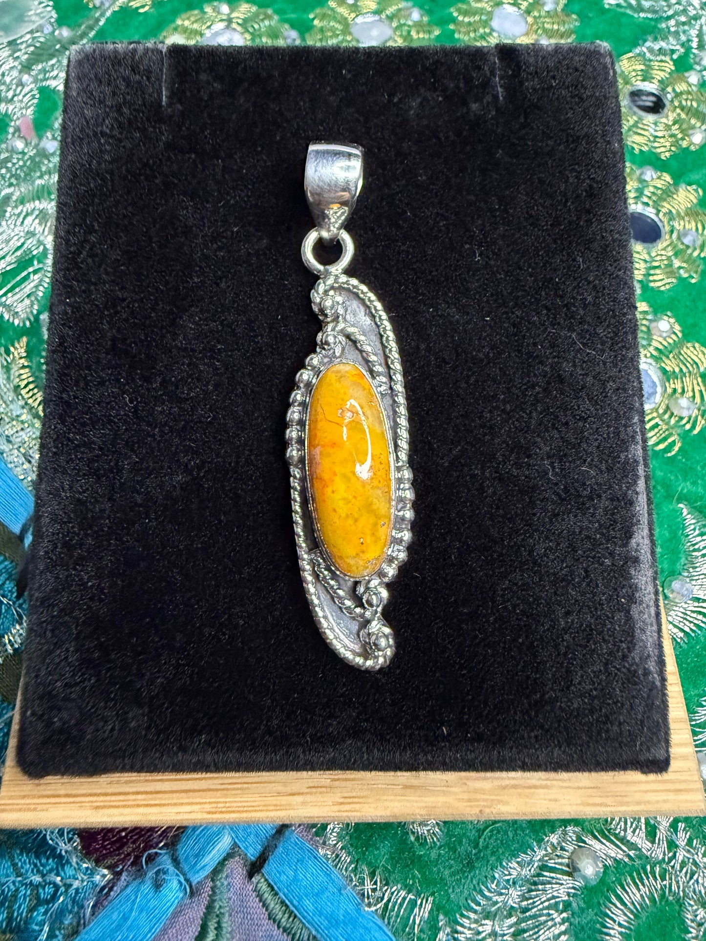 Sterling Bumblebee Jasper Pendant