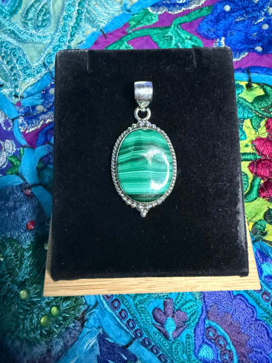 Sterling Silver Malachite Pendant
