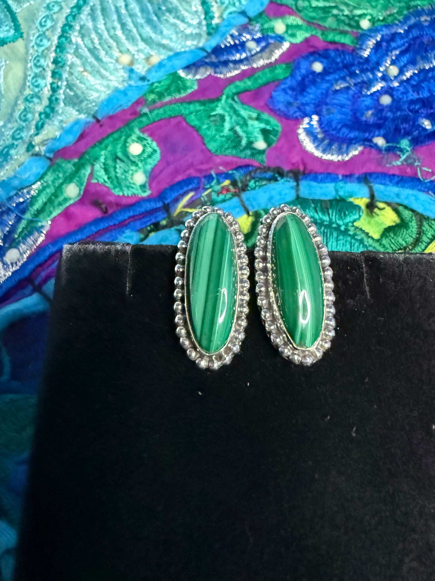 Sterling Malachite Studs