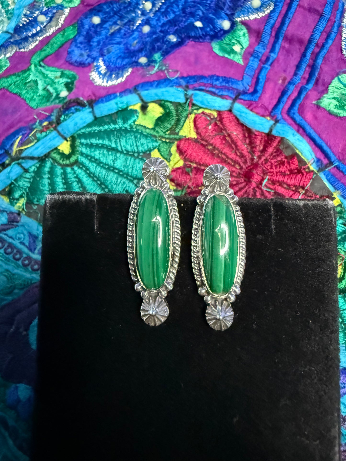 Sterling Malachite Studs