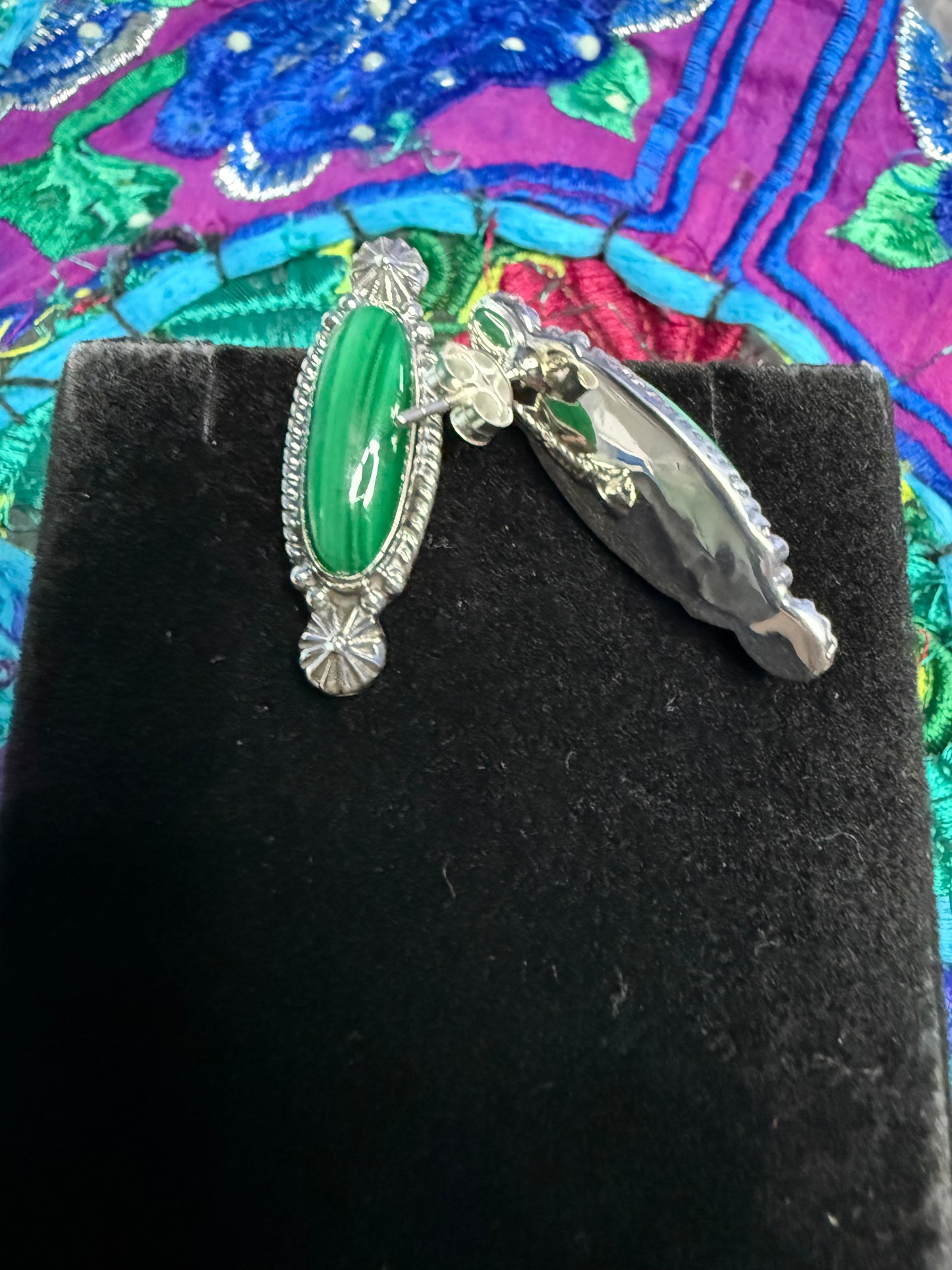 Sterling Malachite Studs