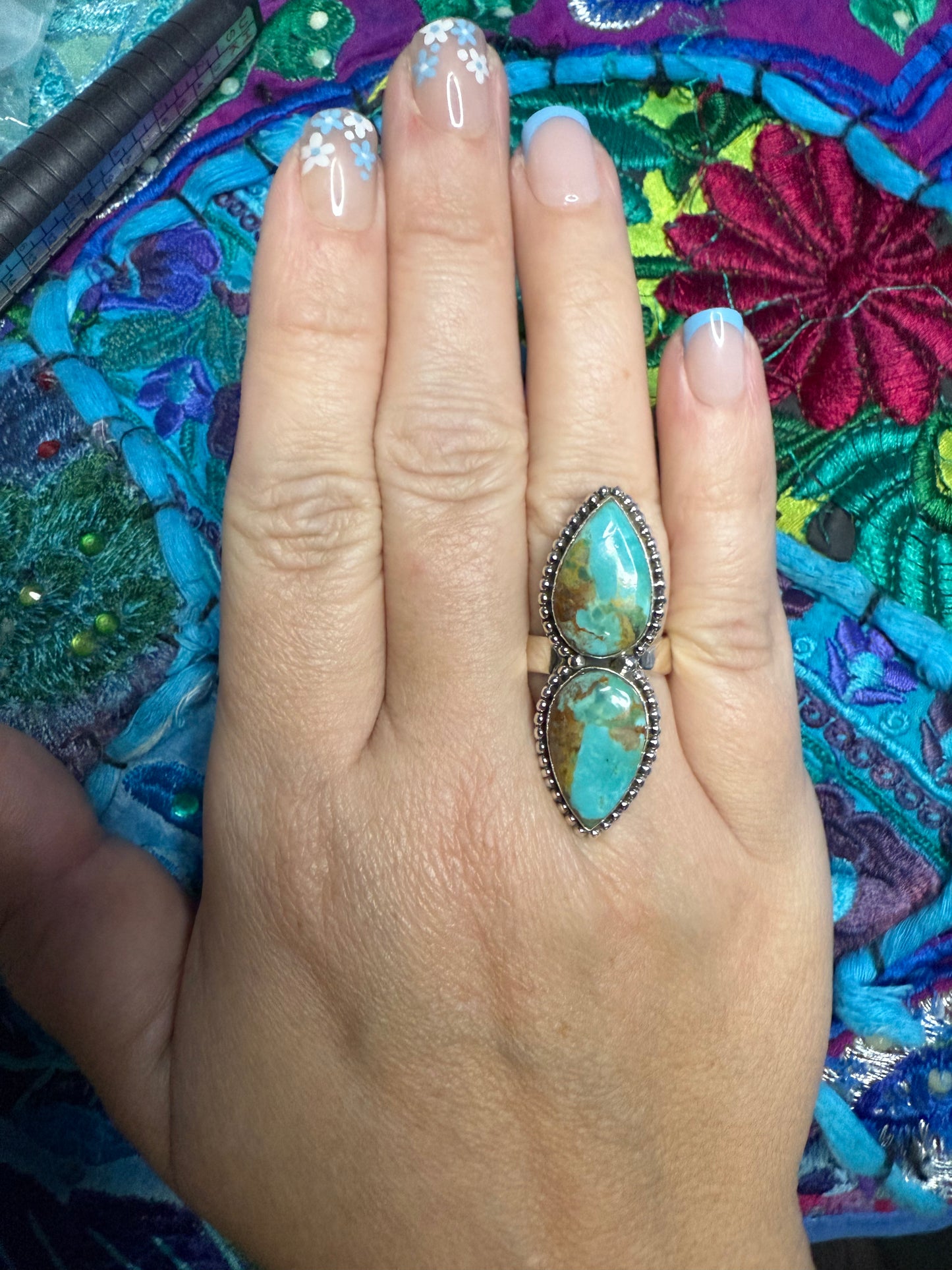 Sterling Mojave Turquoise ring size 7 or smaller adjustable