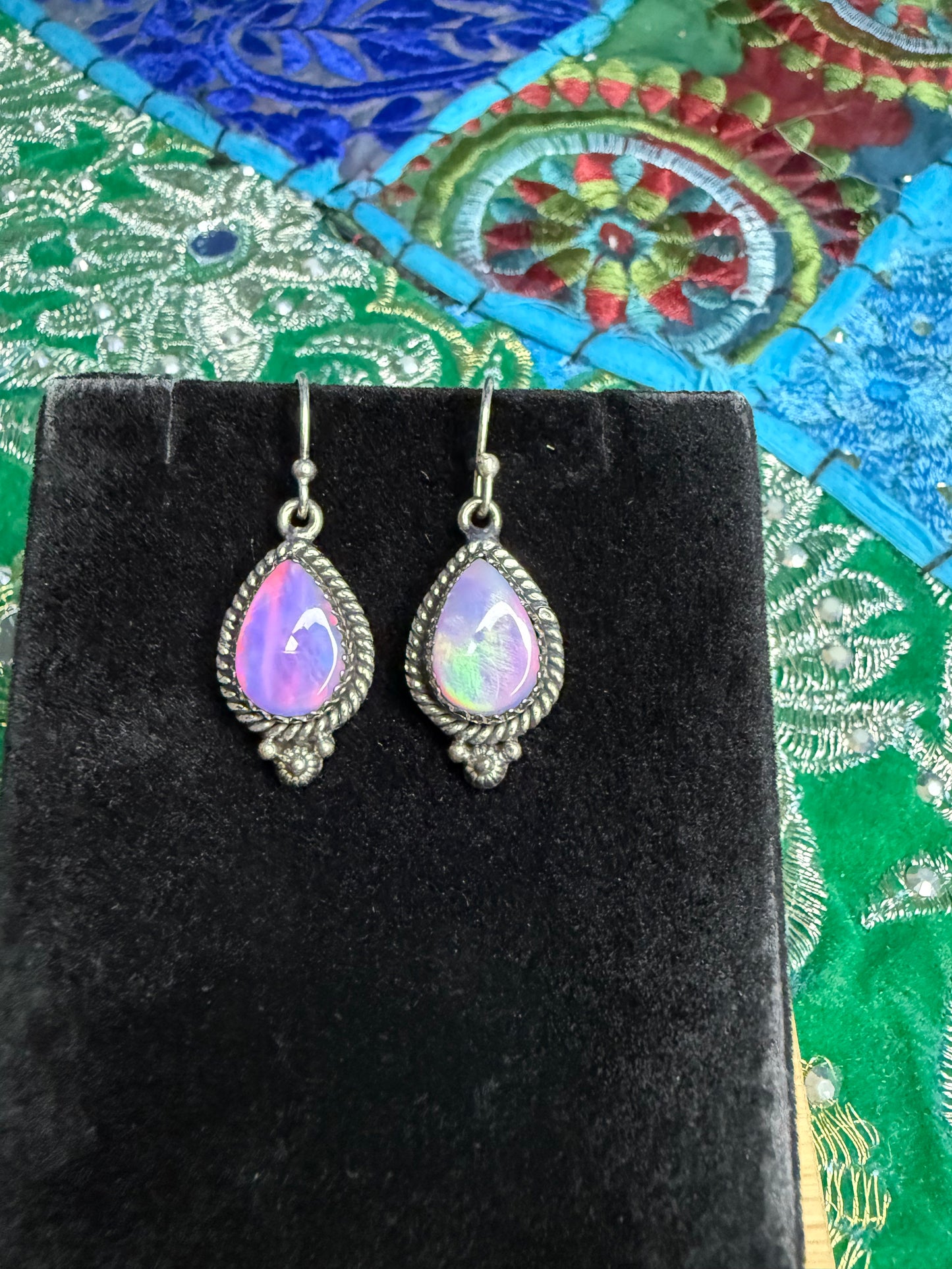 Sterling Aurora Opal Earrings