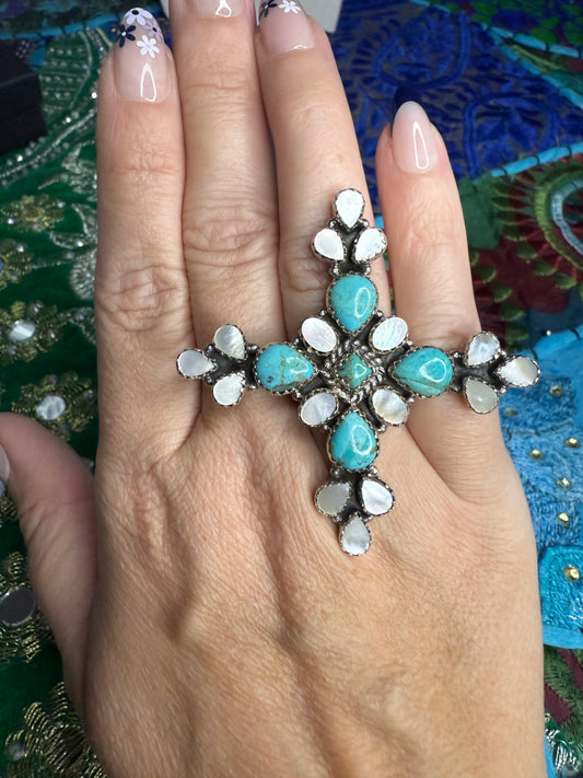 Turquoise and Mother of Pearl Ring