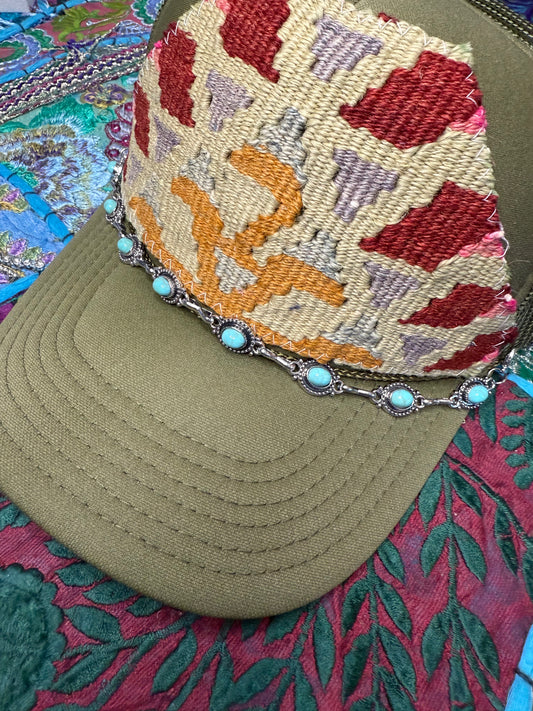 Metal Trucker Chain Turquoise Rivets