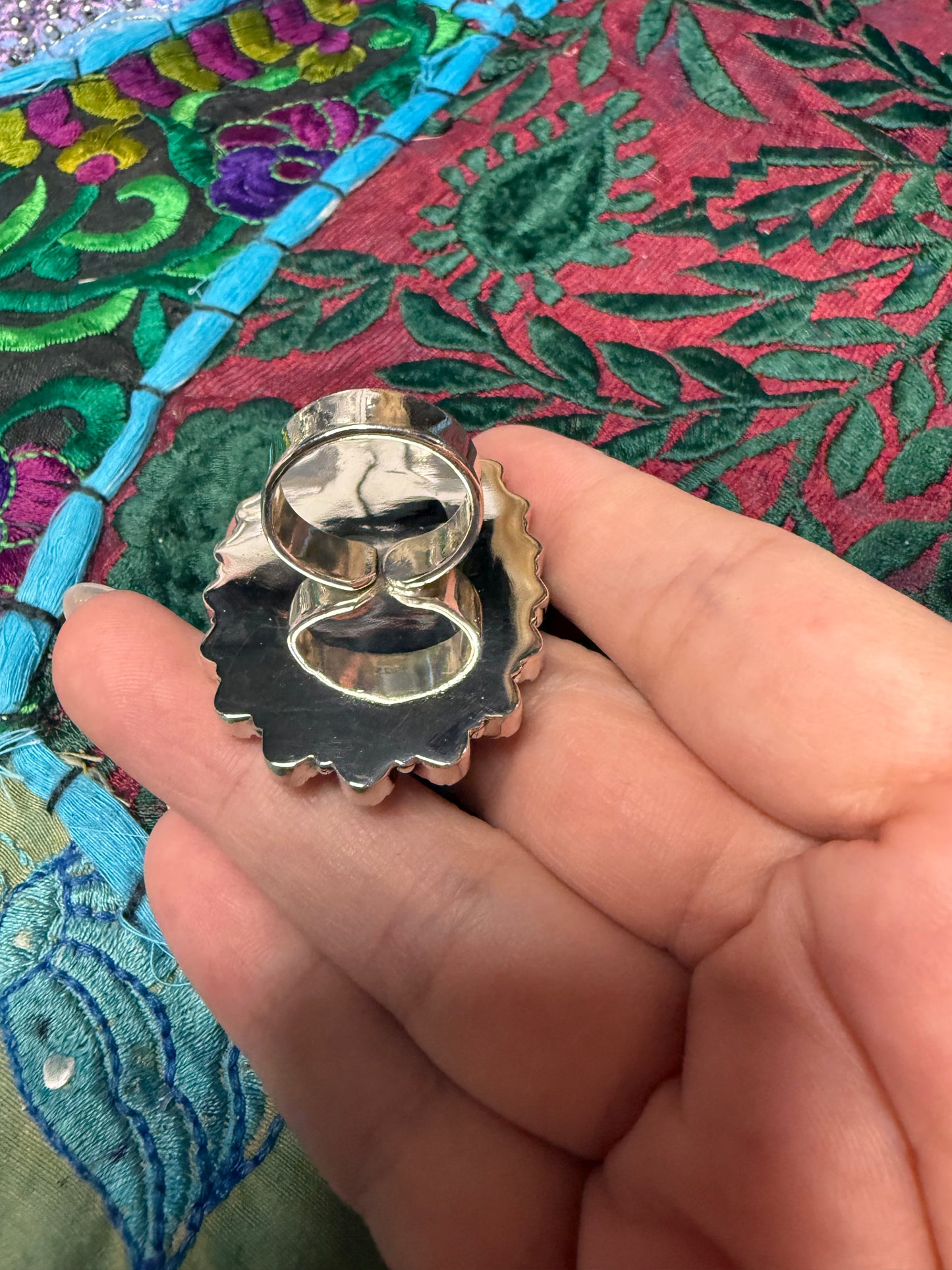 Solid Sterling Charoite Ethiopian Ring