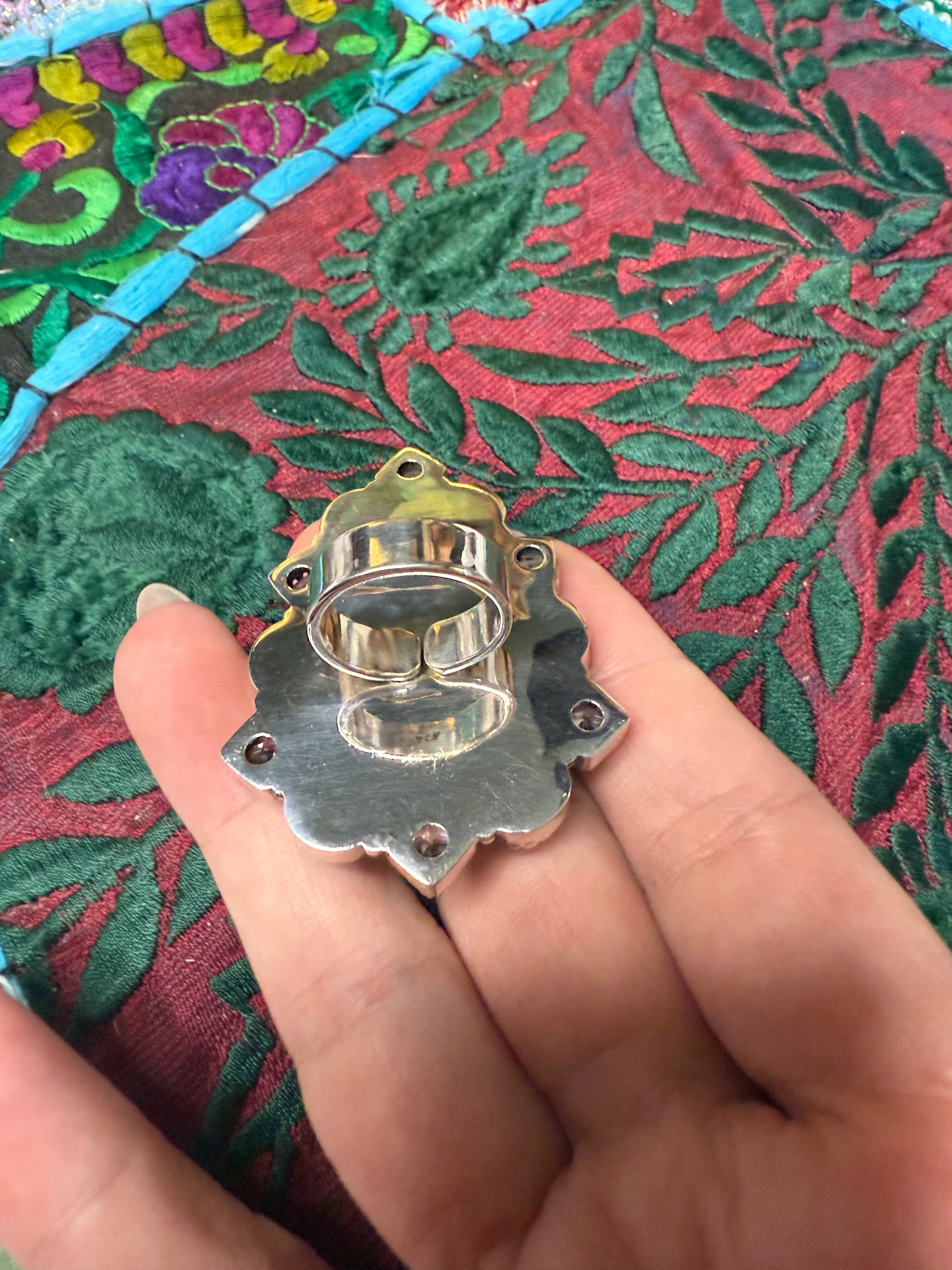 Solid Sterling Fossil Calcite Ring