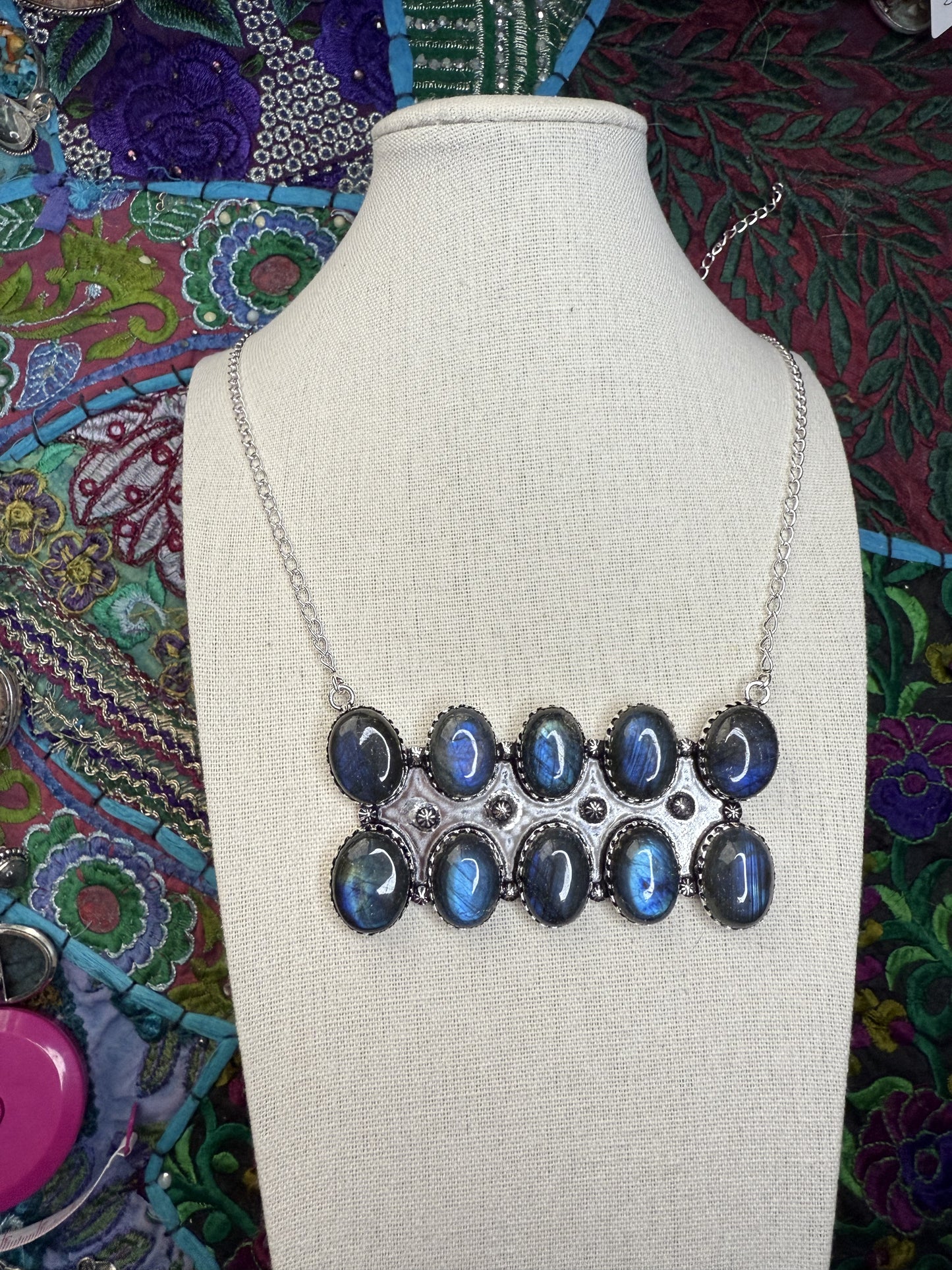 Labradorite bar necklace