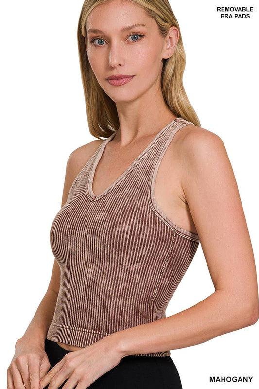 Mineral Washed Padded Tank Mahogany
